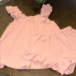 Pink Ruffle Top and Shorts Set